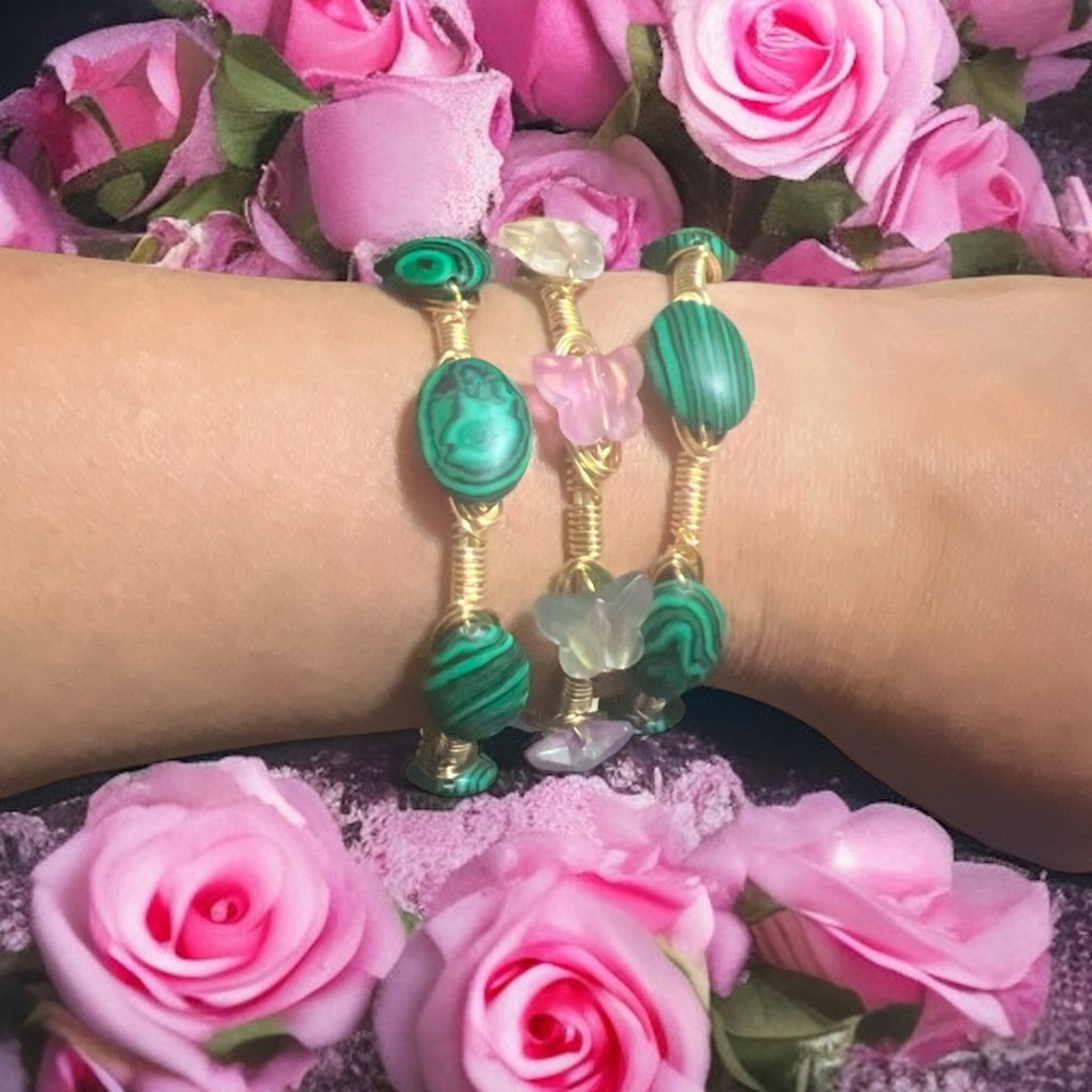 Malachite Gold Bangle - Picture 2 of 2